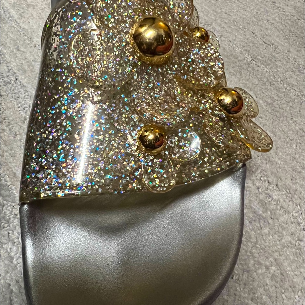 Marc Jacobs Daisy Appliquéd Glittered Rubber Slides